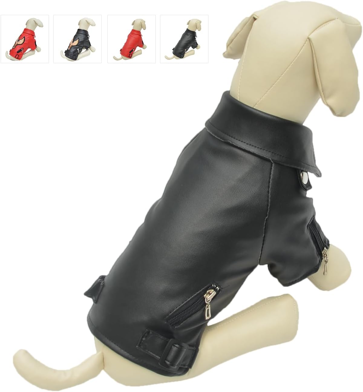 Lovelonglong Cool Dog Leather Jacket, Warm Coats Dogs Windproof Cold Weather Coats for Large Medium Small Dogs, Yorkshire Terrier Clothing Black S - Image 10