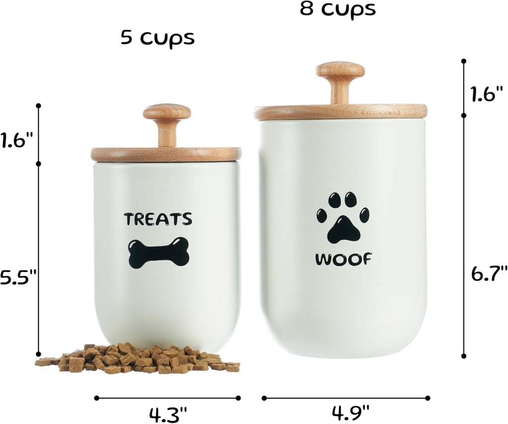 Modern kitchen decor dog biscuit container set in white
