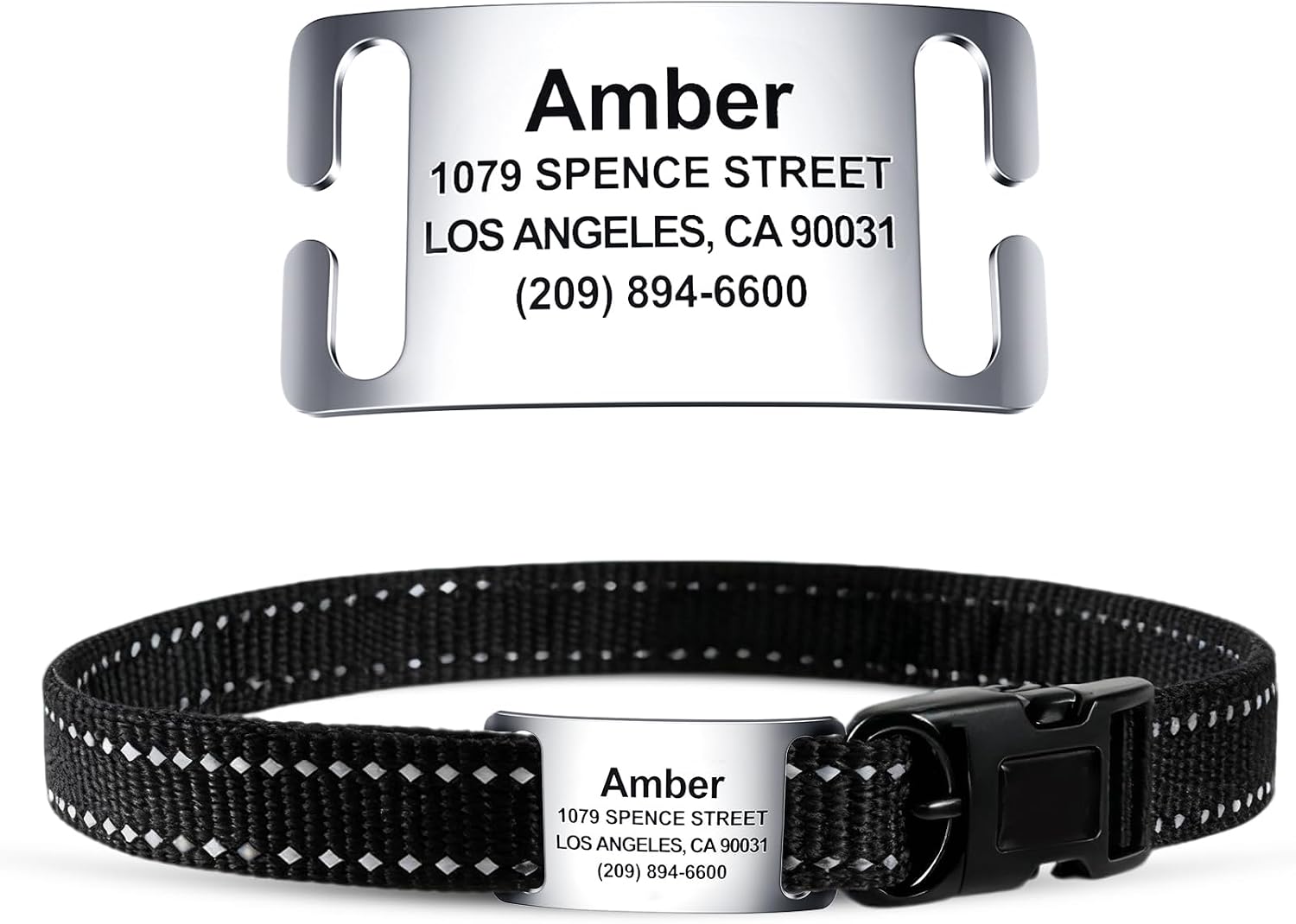 TechMark Dog Tags Personalized for Pets Custom ID Laser Deep Engraving Stainless Steel Ultra Durable, Polished Curved Rectangular Arch, Text ONLY for 3/8" Collars - Image 9