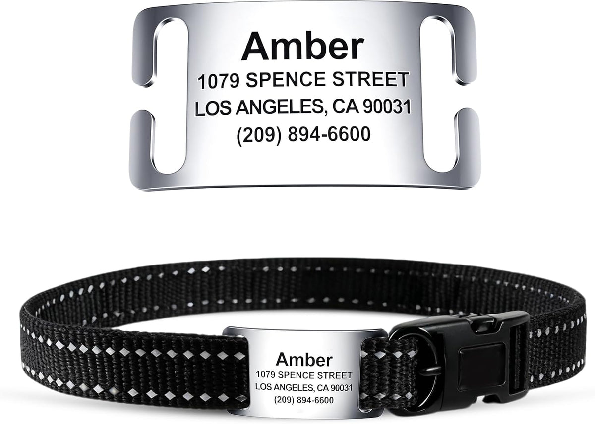 TechMark Dog Tags Personalized for Pets Custom ID Laser Deep Engraving Stainless Steel Ultra Durable, Polished Curved Rectangular Arch, Text ONLY for 3/8" Collars - Image 9