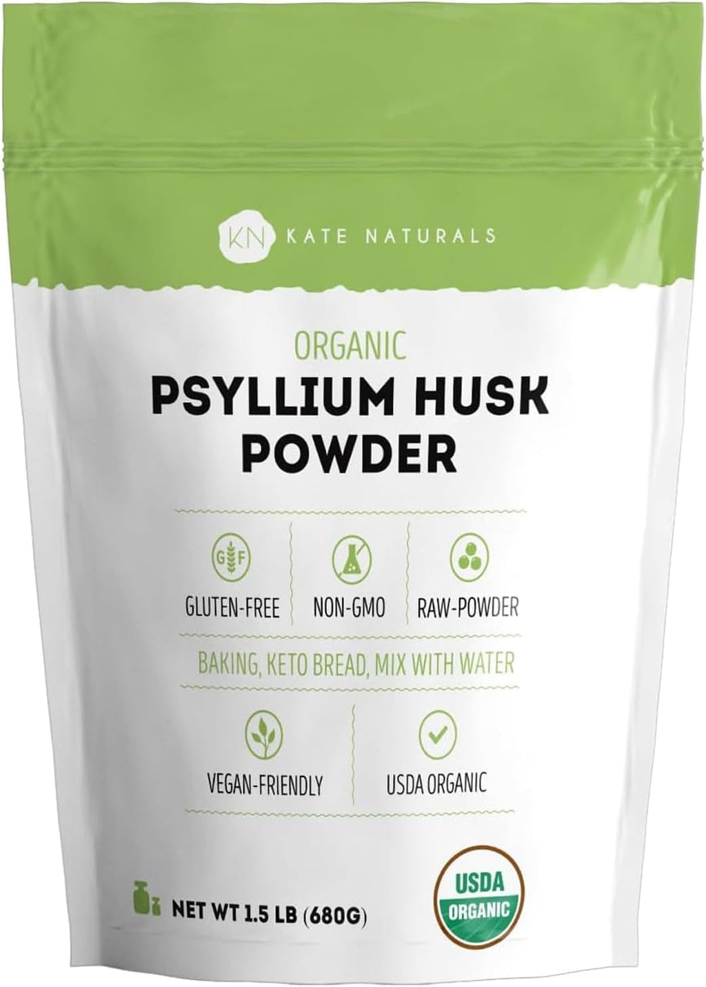 Kate Naturals Organic Psyllium Husk Powder for Baking, Shakes, Fiber, 8oz - Image 8