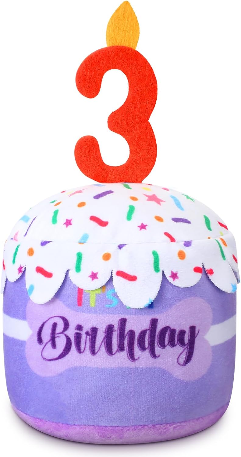 Dansydaisy Dog Birthday Cake Toy Accessories for Girl Boy Gifts, Squeaky Plush Toy for Dog Birthday Party Decor Favor for Large, Medium and Small Dogs(1st,Pink) - Image 10
