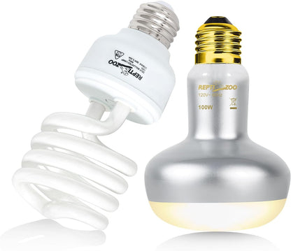 Close up view of the 100 Watt intense basking spot lamp bulb for reptile enclosures.