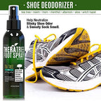 Application of cooling foot spray on tired feet for itch relief.