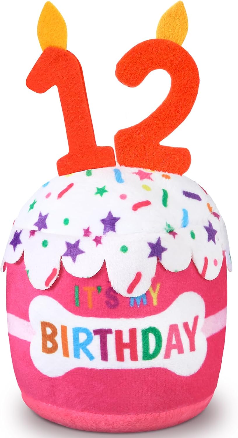 Dansydaisy Dog Birthday Cake Toy Accessories for Girl Boy Gifts, Squeaky Plush Toy for Dog Birthday Party Decor Favor for Large, Medium and Small Dogs(1st,Pink) - Image 12