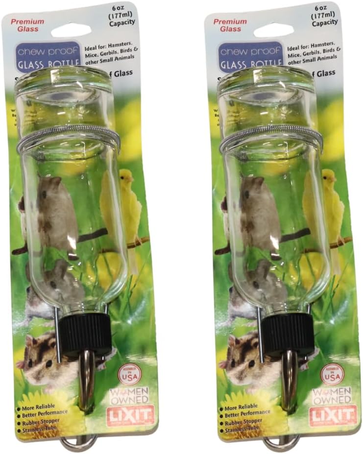 Lixit(R) Chew Proof Flat Sided Water Bottles for Rabbits, Ferrets, Rats, Birds, Hamsters, Guinea Pigs, Chinchillas Gerbils and Other Small Animals - Made in USA (Clear, 12 Ounce) - Image 9