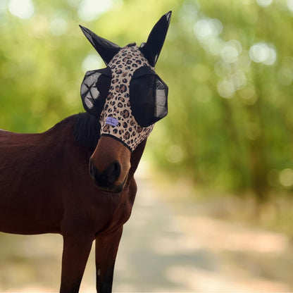 Detailed stitching of durable horse fly mask fabric