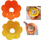 Lanyihome adjustable cat recovery collar pink and yellow flower cones front view