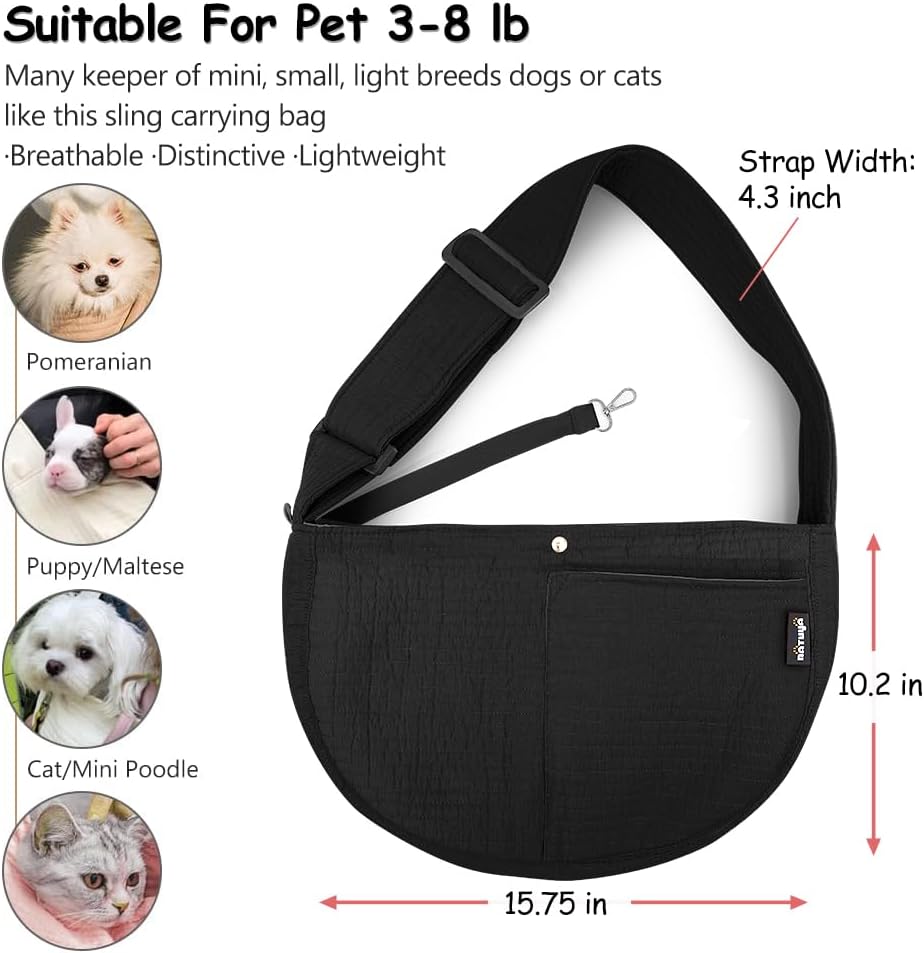 Side view of Natuya dog carrier with front zipper pocket