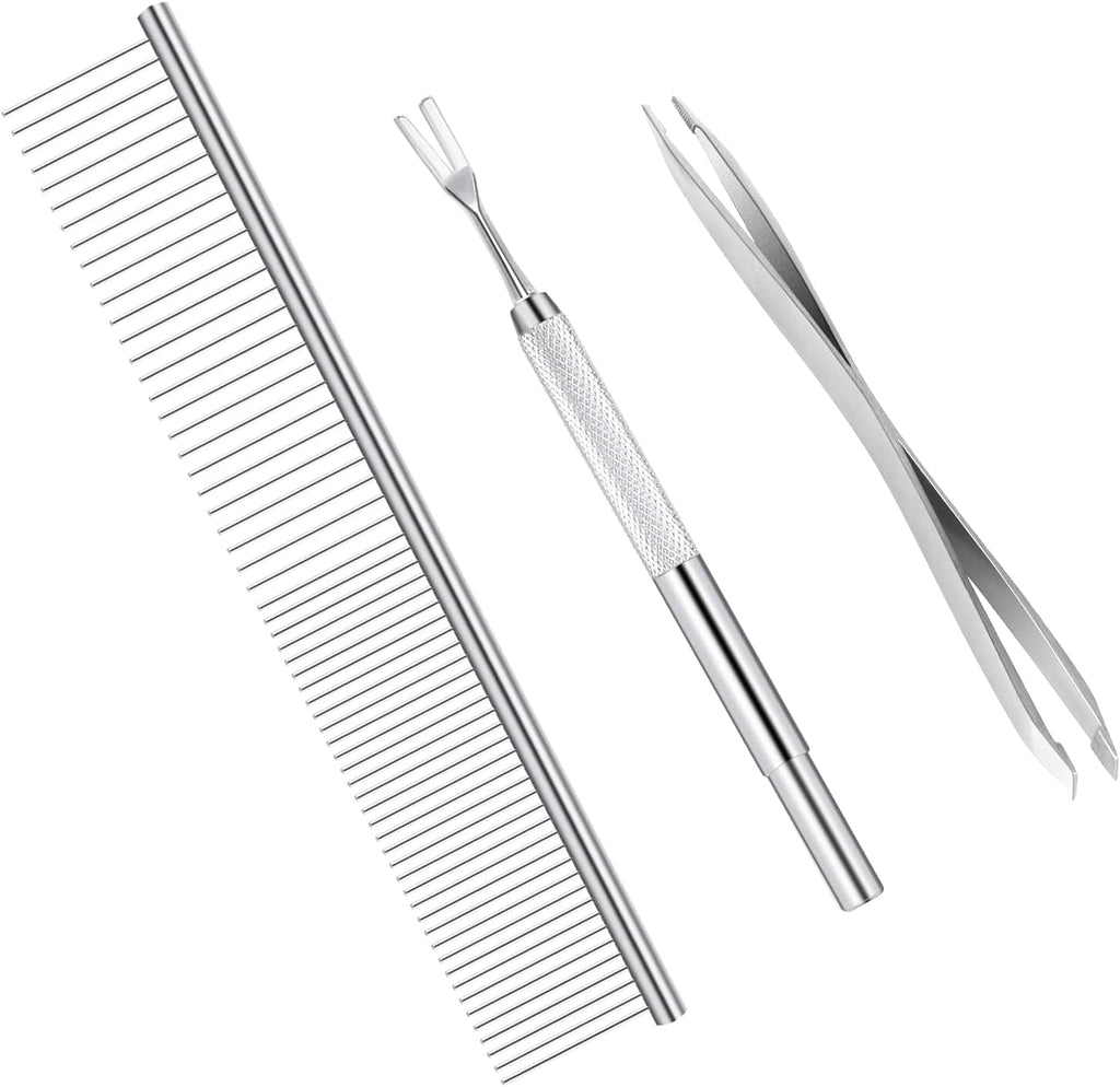 Bwogue Premium Tick Removal Kit stainless steel tools and comb