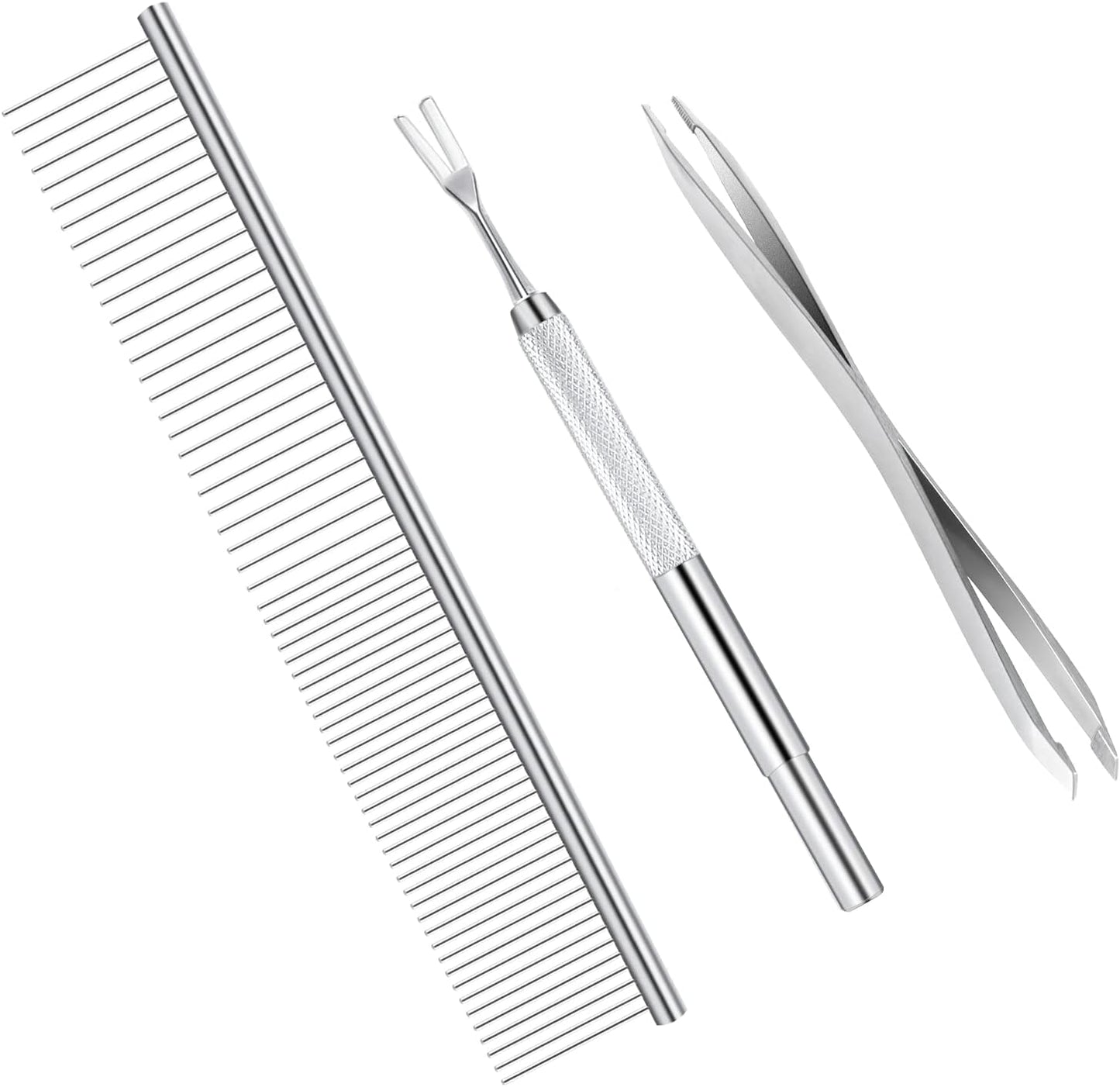 Bwogue Premium Tick Removal Kit stainless steel tools and comb