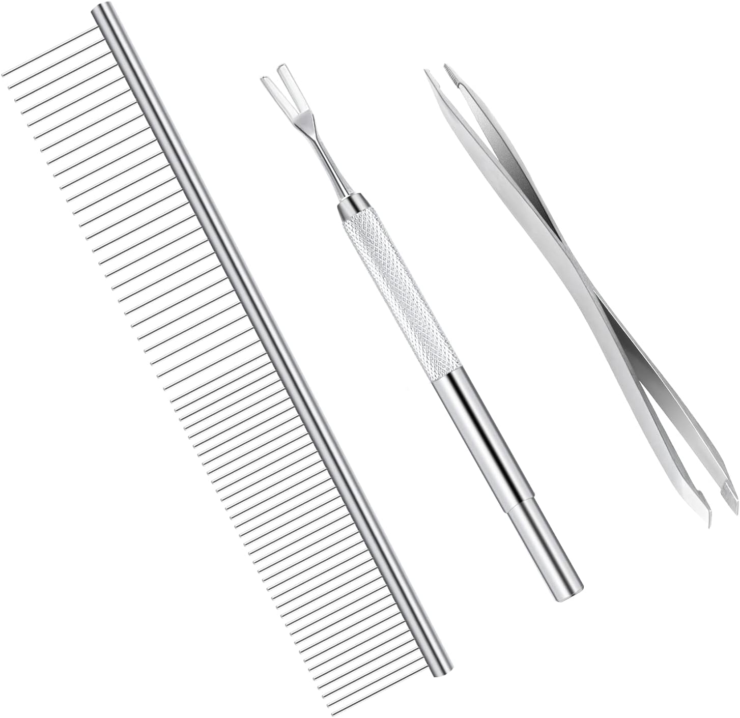 Bwogue Premium Tick Removal Kit stainless steel tools and comb