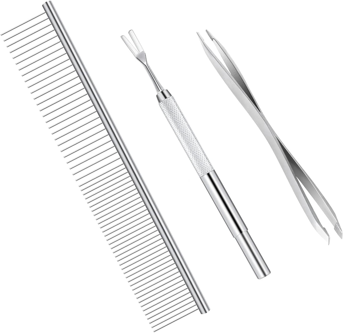 Bwogue Premium Tick Removal Kit stainless steel tools and comb