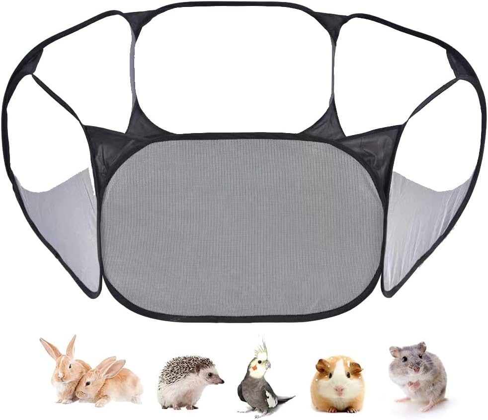 Small Animals Tent, Breathable Transparent Pet Playpen Pop Open Outdoor/Indoor Exercise Fence, Portable Yard Fence for Guinea Pig, Rabbit, Hamster, Chinchillas and Hedgehogs - Image 1
