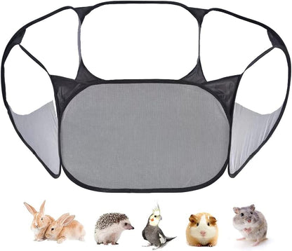 Small Animals Tent, Breathable Transparent Pet Playpen Pop Open Outdoor/Indoor Exercise Fence, Portable Yard Fence for Guinea Pig, Rabbit, Hamster, Chinchillas and Hedgehogs - Image 1
