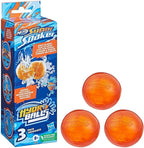 Nerf Super Soaker Hydro Balls pack of three front packaging view showing authentic reusable water balloons.