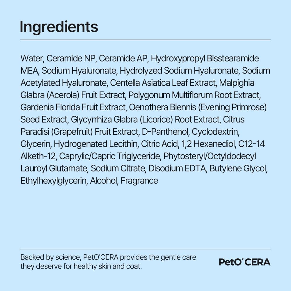PetO'Cera Mist Spray, Floral Scent - Anti-Itch & Dandruff Treatment for Dogs & Cats, Hydrating Grooming Supplies Mist with Ceramide, Soothing Relief for Sensitive & Dry Skin 5.07 fl oz/150ml - Image 9