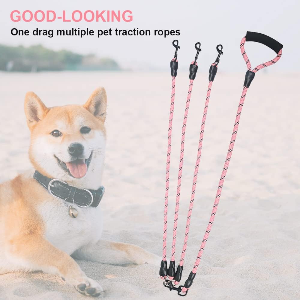 QINKOUDIH multiple dog leash system with detachable couplers arranged for two dogs.