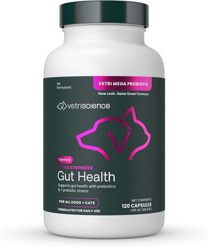 VetriScience Extra Strength Gut Health Probiotic & Prebiotic Digestive Supplements for Dogs & Cats, Gas & Diarrhea & Immune Support, Easy-Open Capsules, 180 Count - Image 11