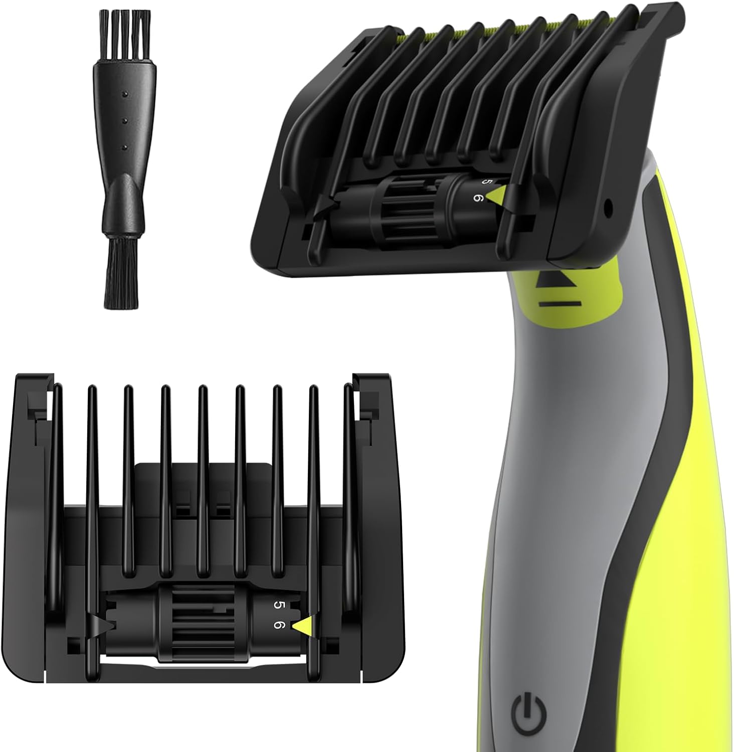 TRESBOUTIQUE 6 in 1 adjustable trimmer guards front view showing length settings dial