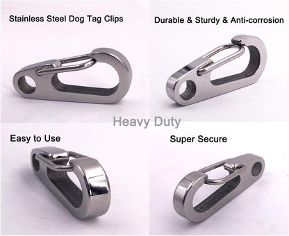 Comtim heavy duty quick clips attached securely to a dog collar D-ring.