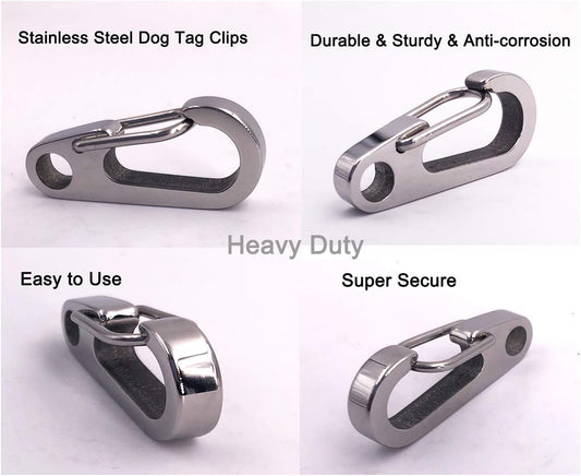 Comtim heavy duty quick clips attached securely to a dog collar D-ring.