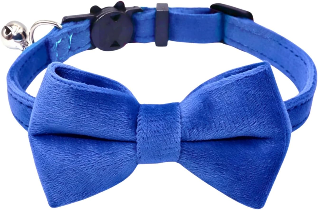 Cat Collar Breakaway with Bell and Removable Bow Tie Safety Buckle Velvet Adjustable 7-11 inches for Kitten Cats (Red) - Image 11