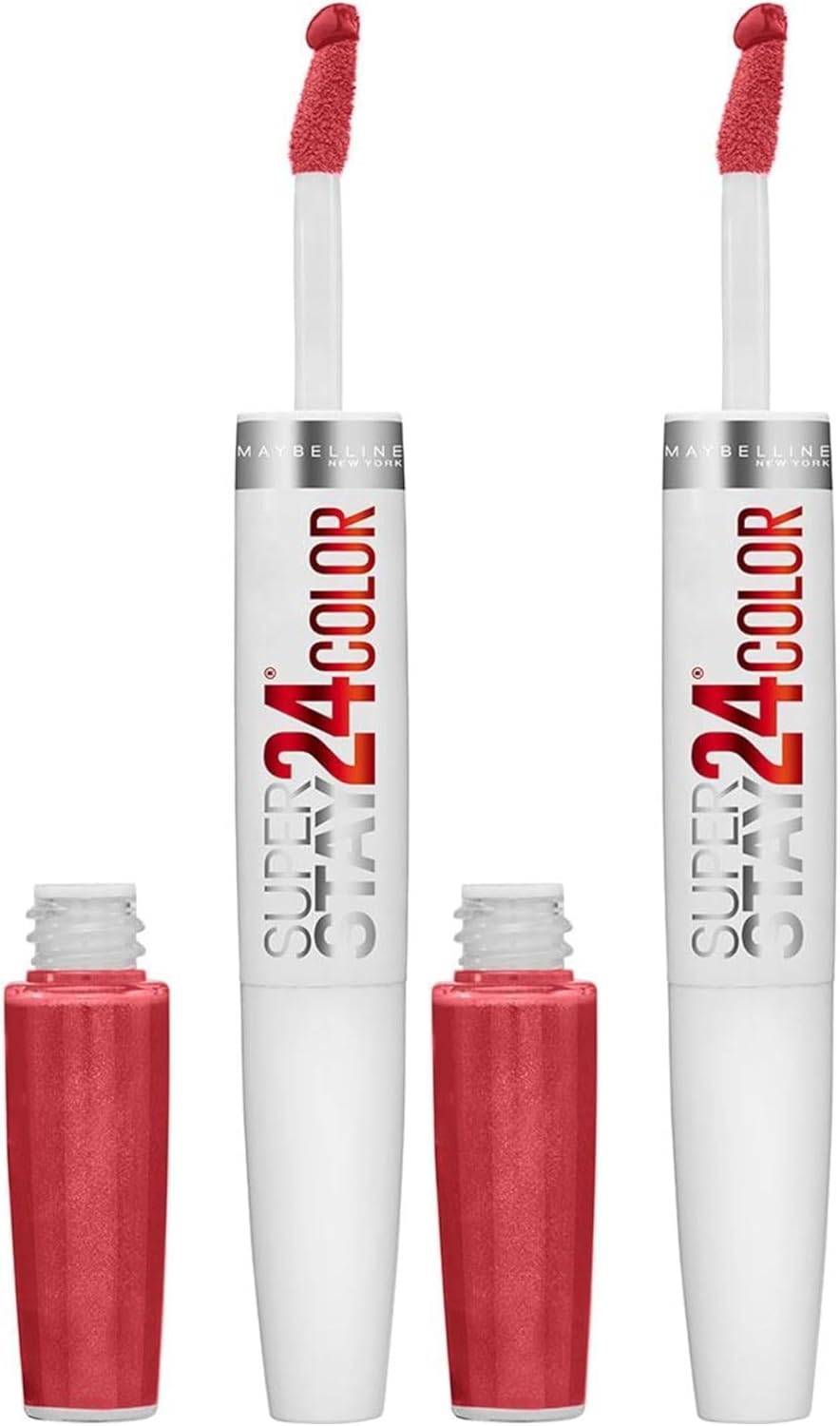 Maybelline Super Stay 24, 2-Step Liquid Lipstick Makeup, Long Lasting Highly Pigmented Color with Moisturizing Balm, Keep Up The Flame, Red, 1 Count - Image 15