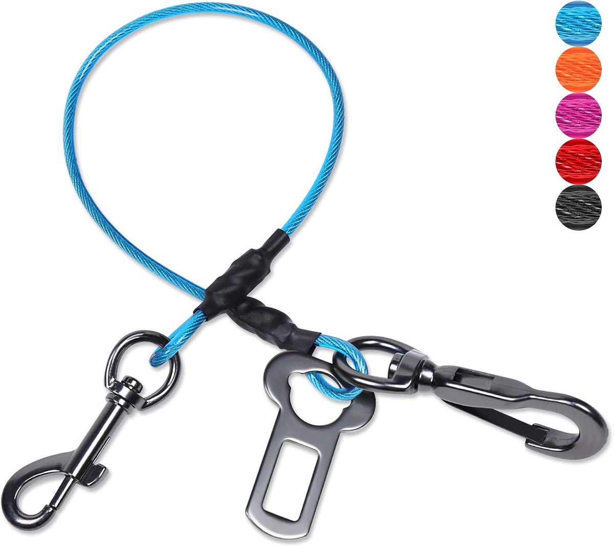VIVAGLORY Dog Seat Belt, Chew Proof Waterproof Multi-Functional Dogs Safety Belt, Heavy Duty Steel Rope Pet Car Seatbelt Rrestraint Harness for Small Medium Dogs, 28", Black - Image 14