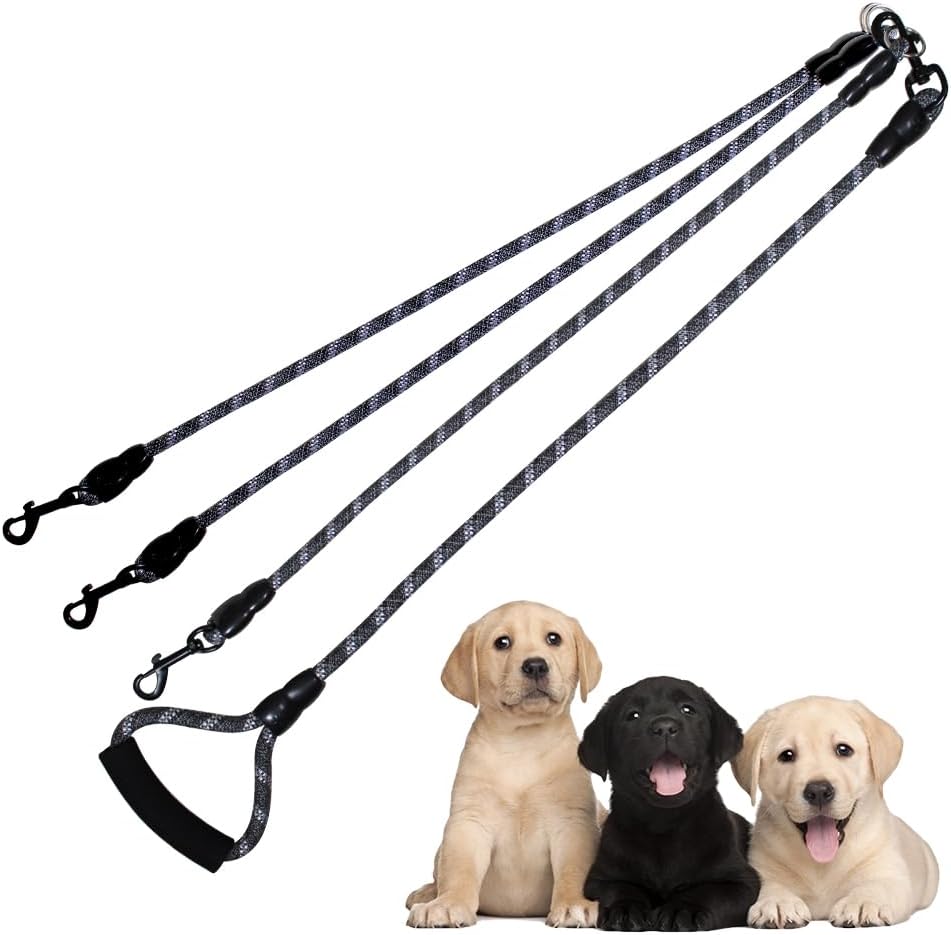 3 Way Reflective Heavy Duty Dog Lead Leash for Small Medium Large Dogs, Rope Dog Leash, 360 degrees Swivel Tangle Free with Comfortable Handle, Support Add to Multiple Rope - Image 10