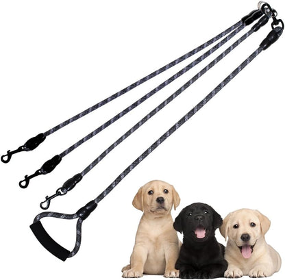 3 Way Reflective Heavy Duty Dog Lead Leash for Small Medium Large Dogs, Rope Dog Leash, 360 degrees Swivel Tangle Free with Comfortable Handle, Support Add to Multiple Rope - Image 10