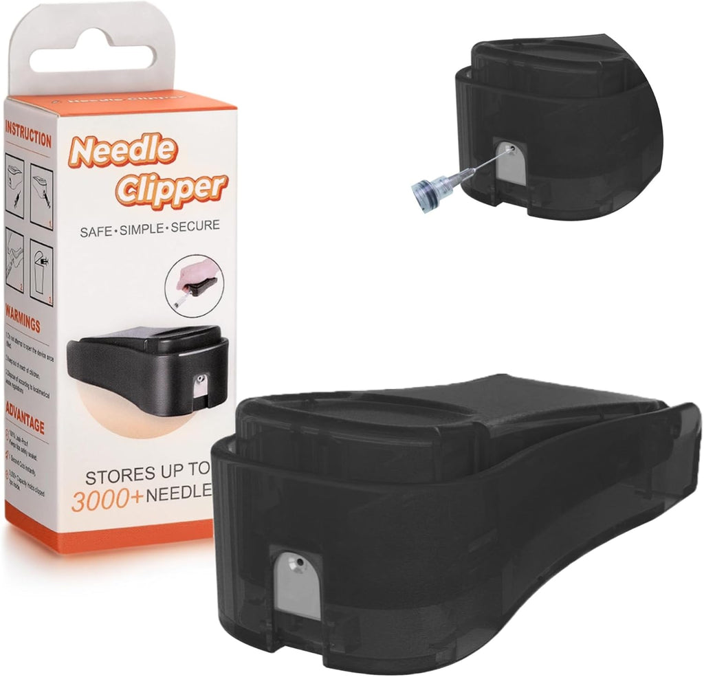 Generic black needle tip clipper and pin cutter front view showing the sleek matte finish and compact design.
