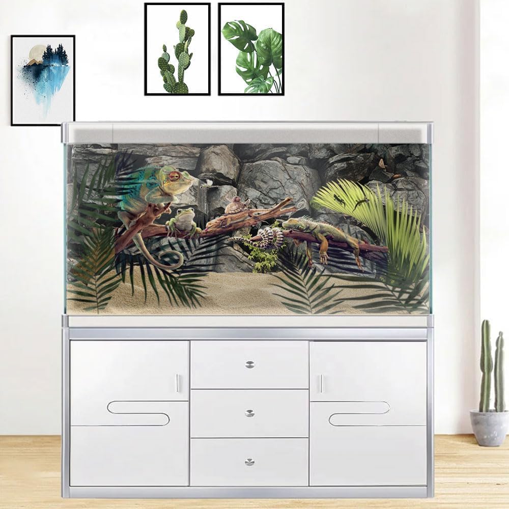 Dtekoj 48x24 inches aquarium background installation with double sided tape