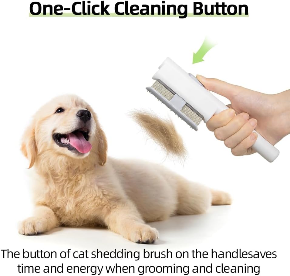 Close up of Marchul pet comb one click release button