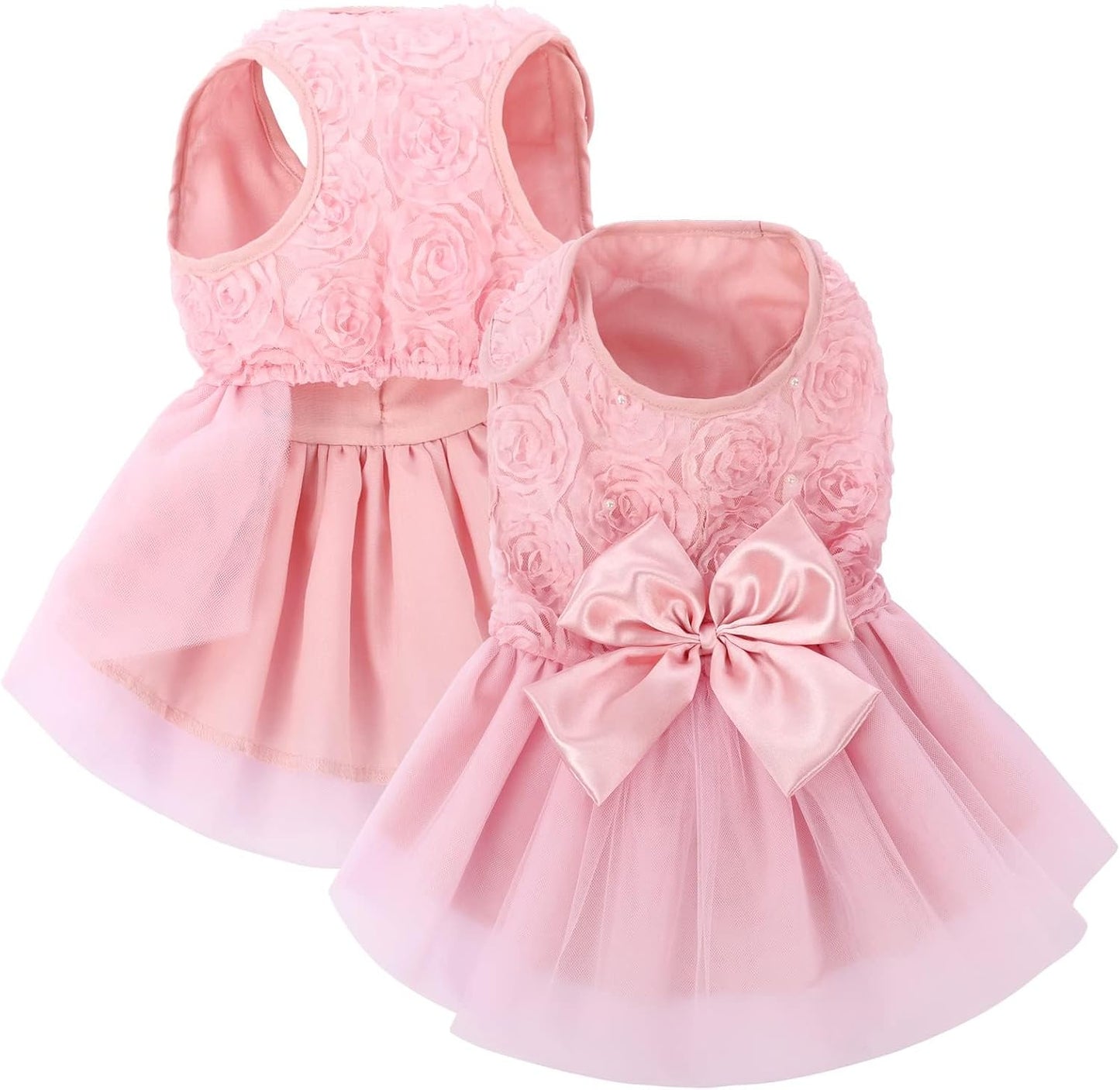 ASENKU Dog Dress Pet Wedding Dress Princess Lace Puppy Birthday Party Outfit Formal Apparel Girl for Small Medium Dogs Cats (Small, Navy Star) - Image 10