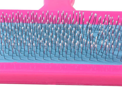 OEM compact pink pet slicker brush for gentle daily pet grooming