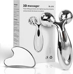 Lanfixilly stainless steel gua sha and face roller set front view skincare tool