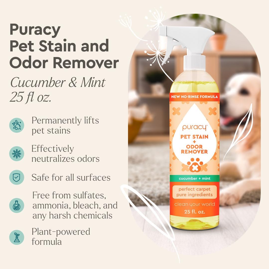 Back label of Puracy pet odor eliminator showing ingredients