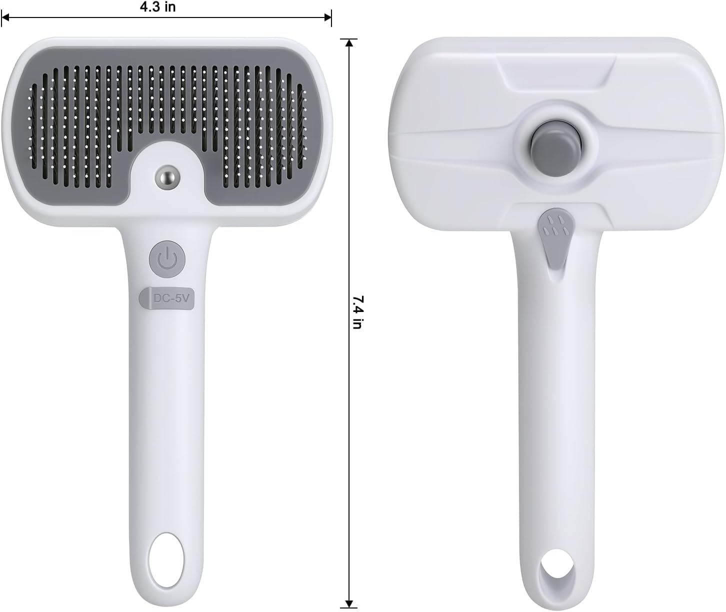 Kinttawam pet brush showing self-cleaning button mechanism