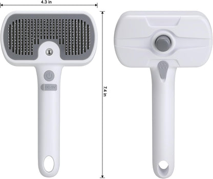 Kinttawam pet brush showing self-cleaning button mechanism