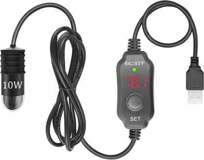 Yofoths Adjustable Mini Aquarium Heater front view digital display