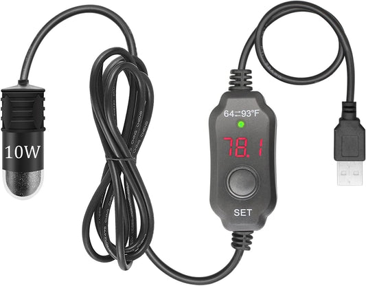 Yofoths Adjustable Mini Aquarium Heater front view digital display