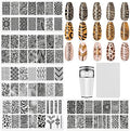 Hywwpflay 5 piece leopard print nail stamping plate kit front view
