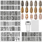 Hywwpflay 5 piece leopard print nail stamping plate kit front view