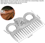 Cyrank stainless steel horse comb showing the polished metal teeth