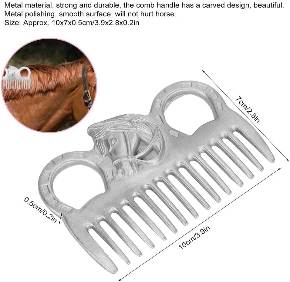 Cyrank stainless steel horse comb showing the polished metal teeth