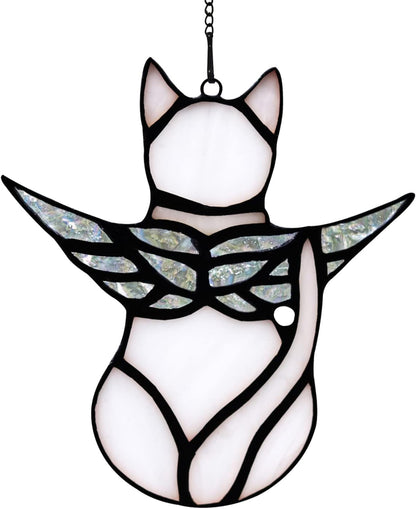 BOXCASA Cat Memorial Gifts for Loss of Cat, Gray Angel Cat Suncatcher with Iridescent Wings, Stained Glass Window Hanging, Pet Sympathy Gift for Women, Memorial Gift - Image 9