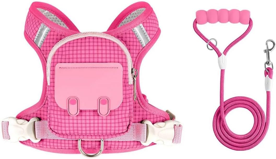 Uplift Picks reflective waterproof dog harness backpack front view pink