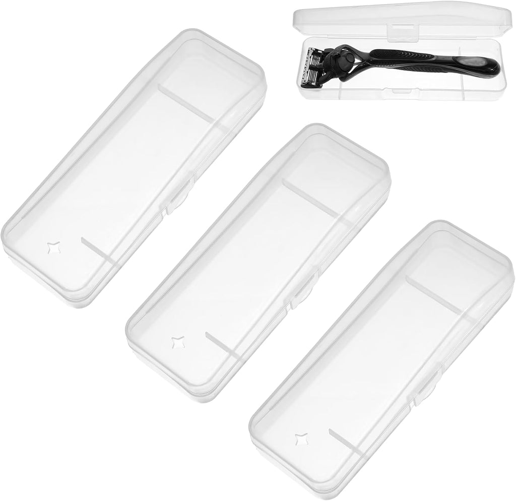 Psyqtsuary Manual Razor Travel Case front view showcasing transparent design