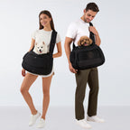 Hands-free dog sling carrier with adjustable padded shoulder strap